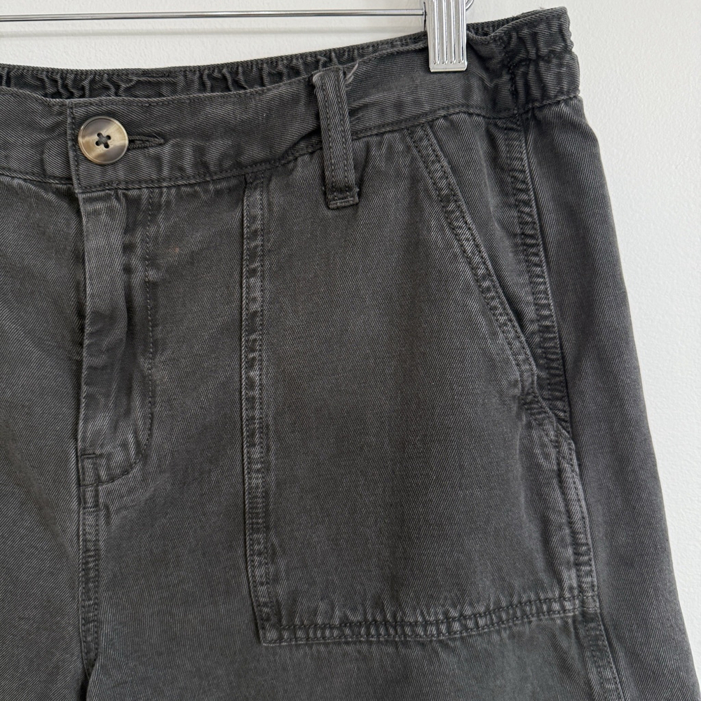 Aerie Black Frayed High Waisted Utility Shorts Womens Medium Lyocell Linen - Picture 2 of 9